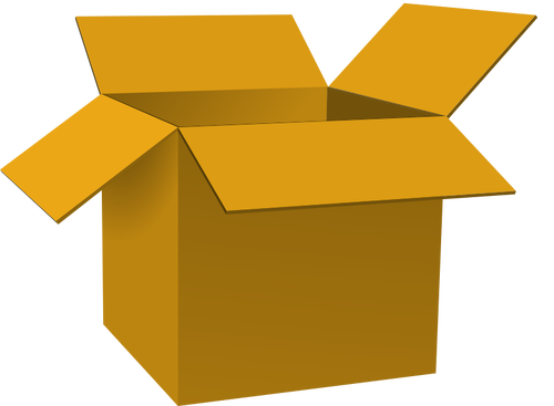 Ilustración de vector de caja de cartón abierta marrón oscuro