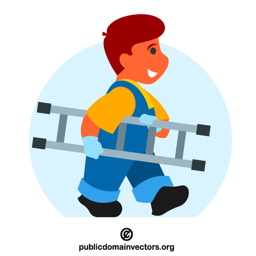 Boy carrying a ladder