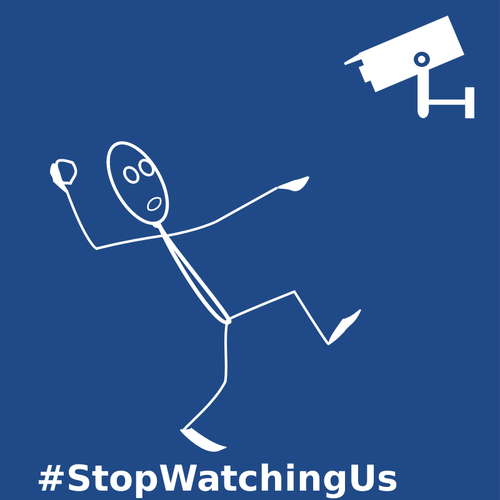 StopWatchingUs eticheta de desen vector