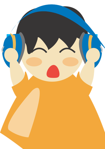 Anak laki-laki dengan headphone vektor gambar