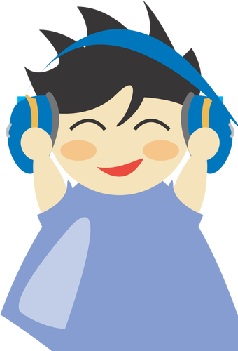 Boy with headphone vector drawing