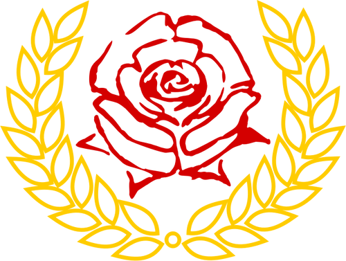 Rosa vermelha em louro grinalda vetor clip-art