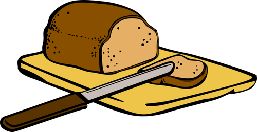 まな板の上のナイフでパン