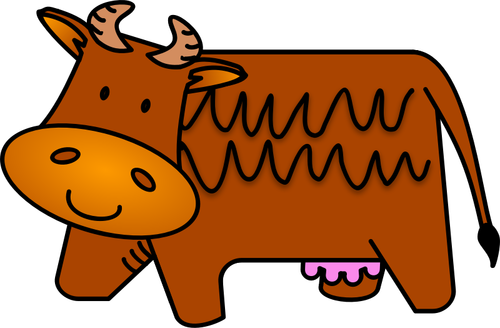 Ilustrasi vektor sapi coklat yang ramah