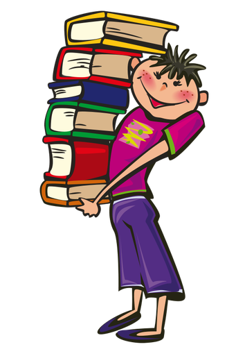 Niño con libros vector de la imagen