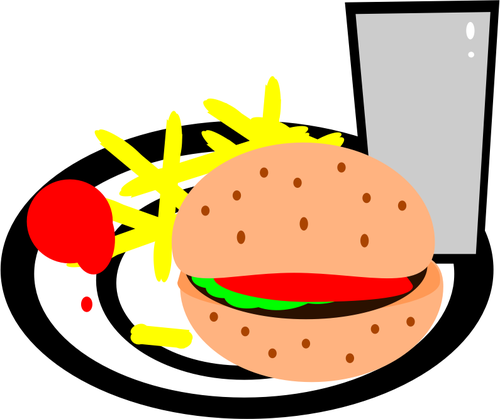 hambúrguer e batatas fritas vector clipart