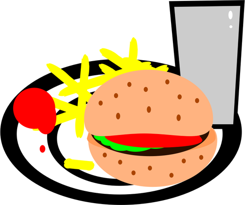 burger and chips vector clip art