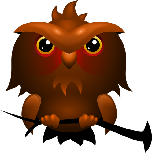 Big headed brown owl vector clip art