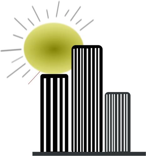 Les silhouettes de gratte-ciels avec le soleil des graphiques vectoriels