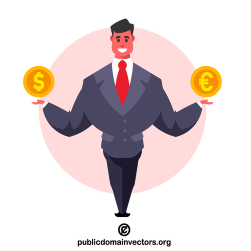 Businessman holding coins