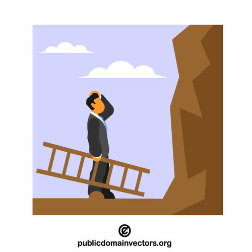 Businessman holding the ladder