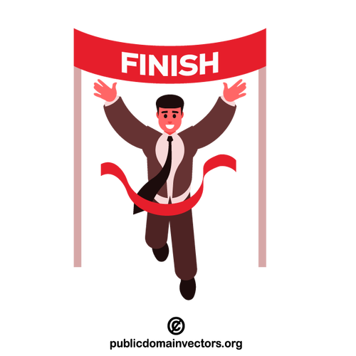 Businessman crossing finish line