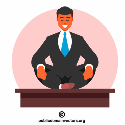 A businessman in lotus position