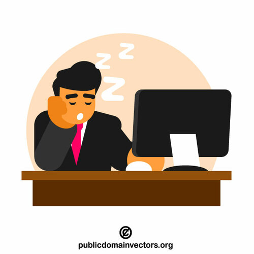 Businessman sleeping at workplace