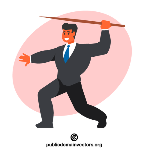 Businessman throwing a javelin