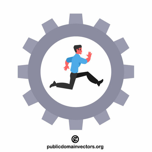 Businessman running on a wheel