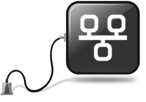 Vector illustrtaion de comunidad comunidad brillante botón con cableado lan