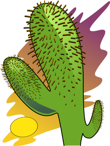 Vektor Klipart kreslený kaktusů v žáru slunce