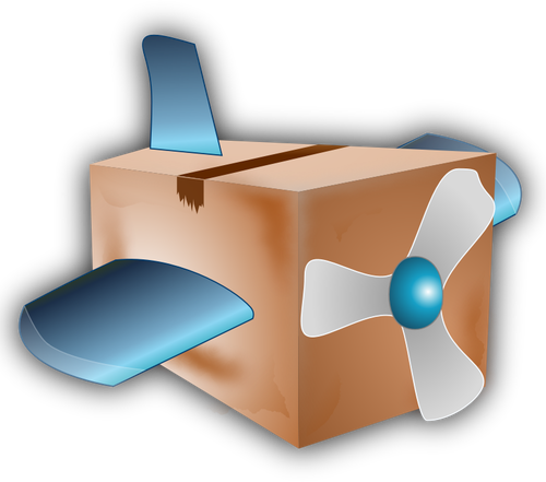 Vektor-Bild von Karton-Box-Propellerflugzeug