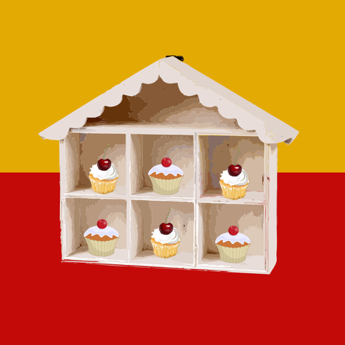 Mainan kayu kue-house