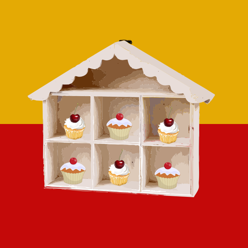 Wooden toy cake-house