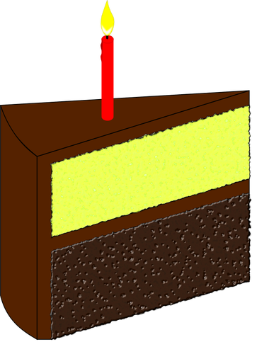 Stück Kuchen mit Kerze