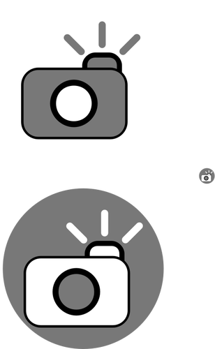 Camera met flits pictogram vector illustraties