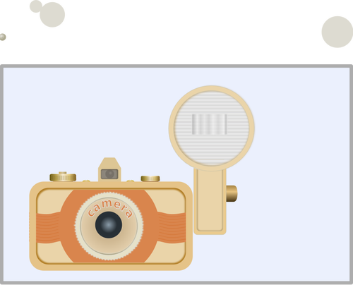 Vectorillustratie van vintage camera met oude flits