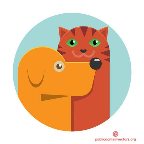 Cat and dog cartoon style