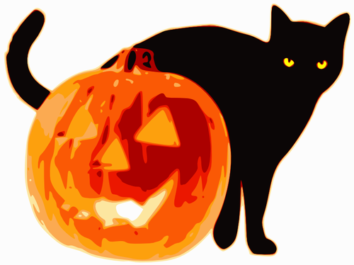 ClipArt vettoriali di gatto nero e zucca