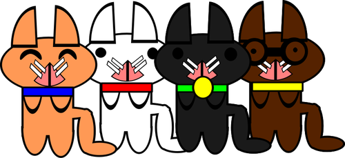 Vektorbild av cartoon kattungar med rosa näsor