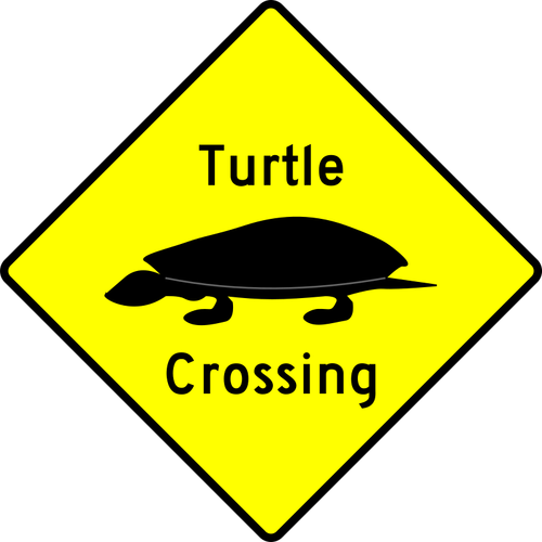 Черепаха, пересекая осторожность
