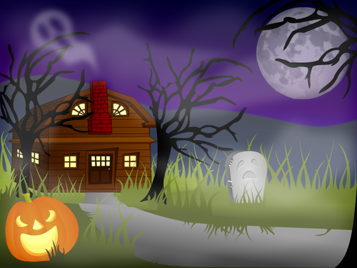 Dessin vectoriel de maison hantée Halloween