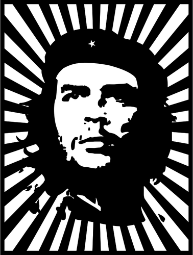 Che Guevara muotokuva raidallisessa taustavektorikuvassa