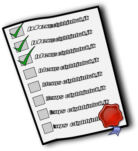Vector de la imagen de la lista de verificación con sello