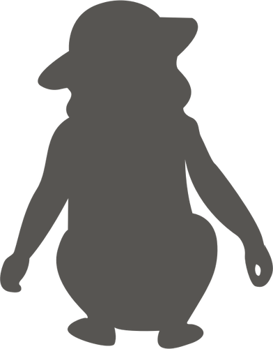 एक टोपी क्राउचिंग में एक लड़की के सिल्हूट के वेक्टर छवि