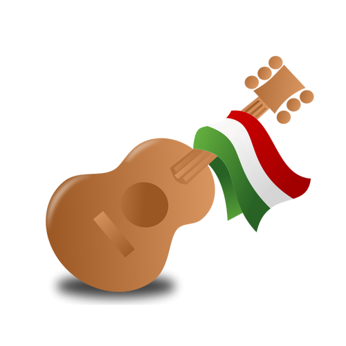 Ilustración de vector de guitarra y bandera en él