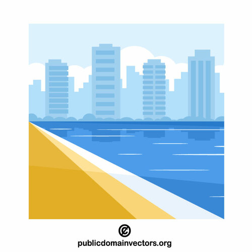 City beach vector clip art