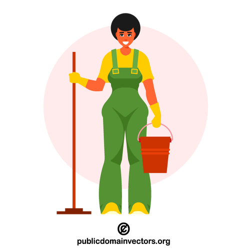 Cleaning service woman in overalls