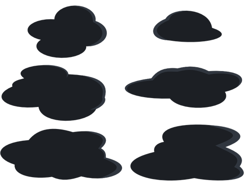 暗い灰色の雲セット ベクトル クリップ アート