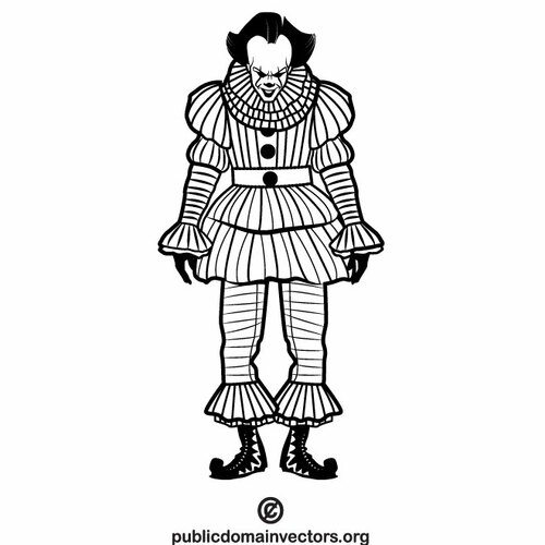 Clown biało-czarnych wektor clipart