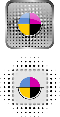 Vektoripiirustus CMYK-värivalikoiman kuvakesarjasta