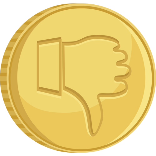 Vector illustration of coin with thumb down