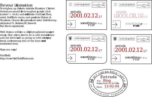 Image de la collection de quatre timbres de franchissement de frontière