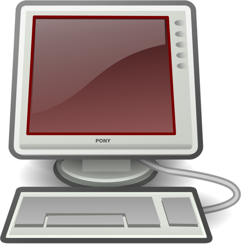 टट्टू लाल डेस्कटॉप कंप्यूटर वेक्टर छवि