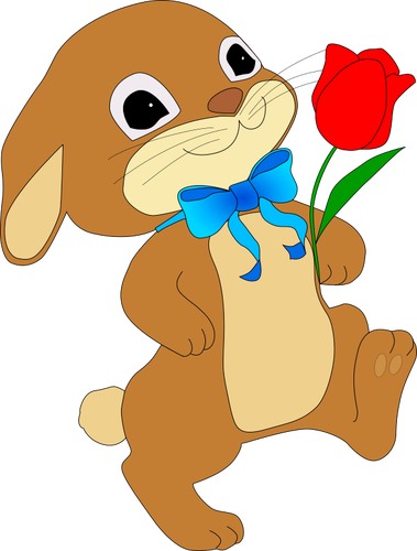 Rabbit with red flower