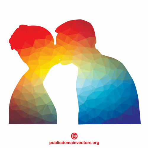 Silhouette of a couple kissing