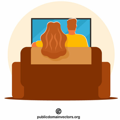 Man and woman watch TV