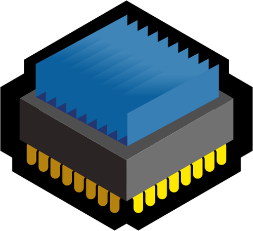 矢量图像的蓝色 3D CPU 图标