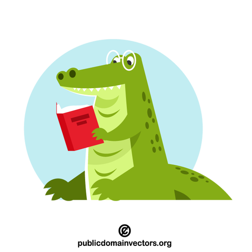 Un crocodile lit un livre